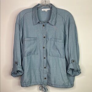 June & Delancey Blue Button Down Long Sleeve Shirt Size Medium